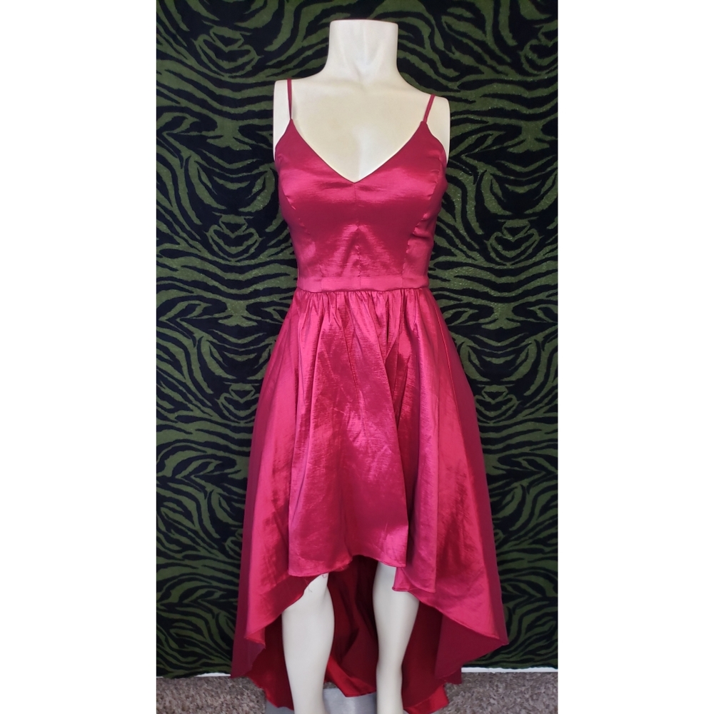 Red formal high low dress